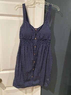 Denim&Co Navy and White Polka Dot Dress